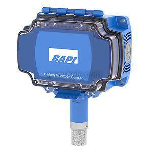 Blue CO sensor box with small window and button