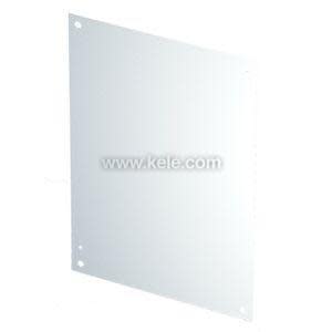 Flat rectangular metal plate with smooth finish and pre-drilled mounting holes.