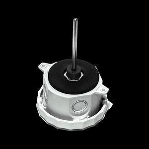 Circular white metal housing with a black rubber top and a slender metal rod sticking vertically out of the center