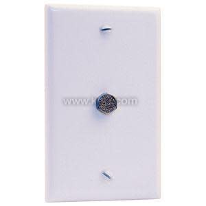 White rectangular wall plate with round perforated sensor in center and screw holes