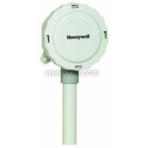 Circular white Honeywell sensor housing with mounting tabs and a straight cylindrical probe extending downward