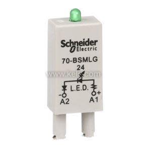 Compact off-white module labeled 70-BSMLG 24 with a green LED on top and two plug terminals