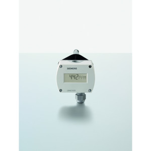 Front view of a small Siemens sensor showing 442 PPM on its screen with a grey connector below