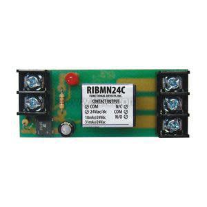 Small green circuit board inside a plastic case with screw terminals and wire harness