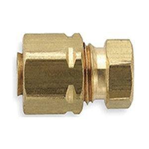 Short brass compression connector with hex nut and ferrule