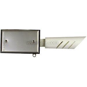 Metal box with a white slotted sensor blade protruding from one side.