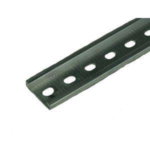 Long metal strip with evenly spaced diagonal slots along its length