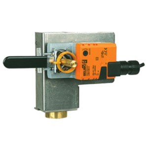 Orange actuator connected to a metallic lever mechanism and bracket