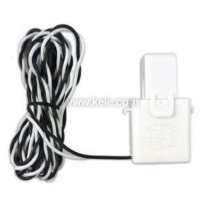 Small white rectangular sensor module with a long coil of intertwined black and white wire attached.