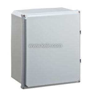 Light-gray square enclosure with a plain front panel and subtle hinge on the right side, isolated on white.
