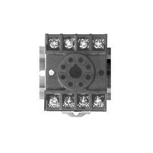 Black rectangular socket with a circular center recess and eight screw terminals arranged around it