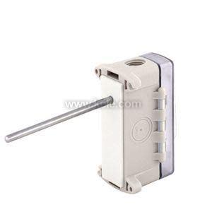 Cream-colored wall sensor box with long thin metal probe