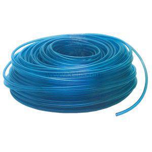 Blue coiled polyurethane tubing