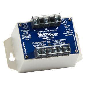 Beige rectangular housing with blue electronic circuit board and multiple terminal screws.