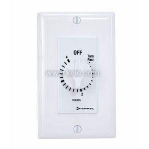 In-wall spring-wound timer with 4-hour dial and white cover.