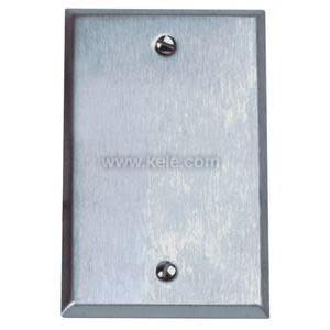 Rectangular stainless wall plate with central opening and screw holes