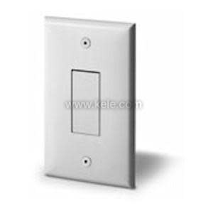 Plain white wall plate with two screw holes and a raised rectangular area in the center