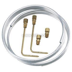 Set of two L-shaped brass probes with compression fittings, flexible clear tubing coil, and additional small brass connectors