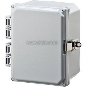 Medium grey box with solid door and latches
