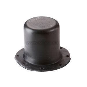 Cylindrical black rubber cap with a wide flange and small holes around the edge for mounting.