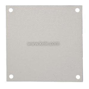 A plain square metal plate with a hole in each corner, likely a mounting cover.