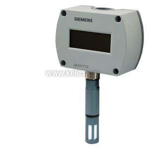 photo of a Siemens sensor with rectangular housing and dark display window, attached to a blue cylindrical probe with open slots