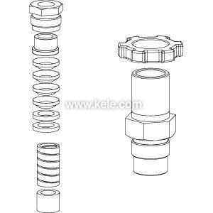 Line drawing showing a series of circular components aligned on a shaft, illustrating assembly order.
