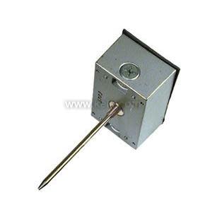 Compact metallic box with a long thin rod extending from the front.