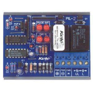 Blue circuit board with white relay, red buttons and multiple screw terminals