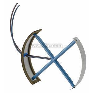 Blue cross‑shaped airflow sensor with four curved metal blades and wires attached