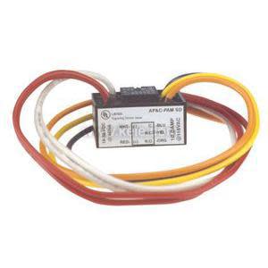 Small black relay module with colored wires extending from one end