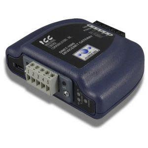 Small dark blue electronic module with a five-position plug-in terminal block and small indicator lights.