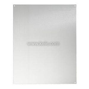 A smooth light gray metal panel with a slightly textured surface and a small round hole at each corner for fastening.