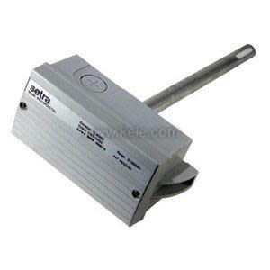 Rectangular grey sensor body with ridged sides and a metal rod protruding outward.