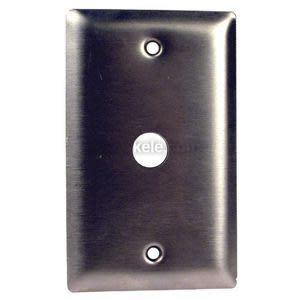 Small rectangular stainless plate with a round center hole and two screw holes at top and bottom