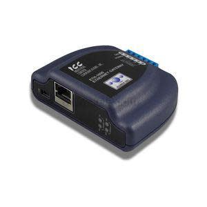 Compact dark blue networking device with RJ‑45 port, USB connector and small indicator lights