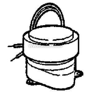 Simple line drawing of a round electrical component with handle and wires