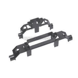 Two dark plastic brackets: a rectangular open‑frame bracket and a smaller bracket with angled supports for mounting sensors.