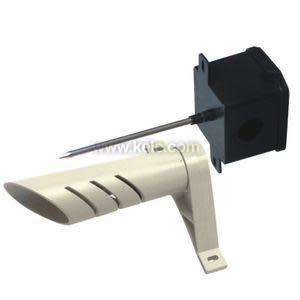 Beige slotted sensor hood with metal probe and attached black box.