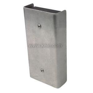 Cylindrical stainless steel guard with perforations for sensor protection.