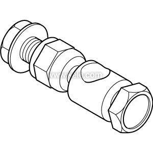 Simple line drawing of a cylindrical coupling with nuts on both ends.