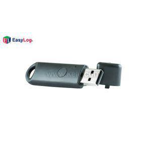 Black USB stick-style device with a cap removed and a loop for attaching.