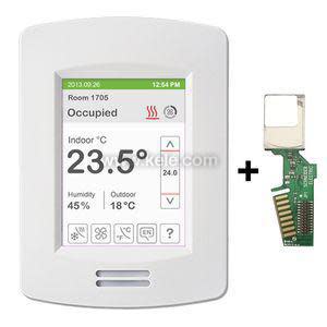 Color touchscreen thermostat with separate small CO2 sensor unit