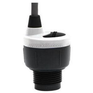 Short black cylindrical sensor with smooth body and long grey cable protruding from the back.