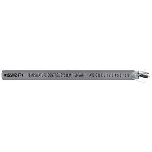 Thin grey cable marker strap printed with numbers and letters.