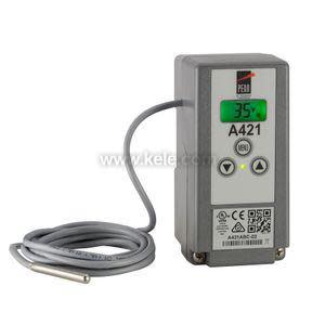 Digital temperature control unit with display screen, keypad and attached probe