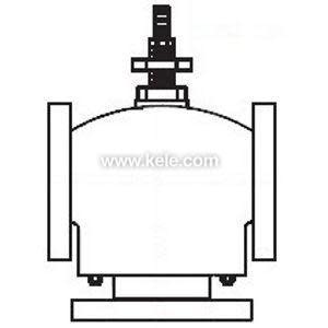 Black and white line diagram of a complex valve with multiple ports and parts
