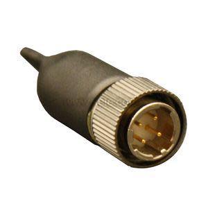 Round five‑pin connector with metal ring and black housing.