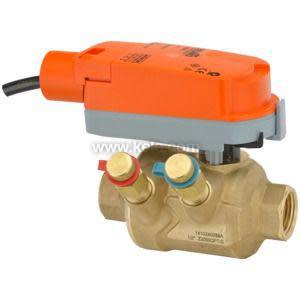 Brass PICV with orange actuator and coloured test ports.