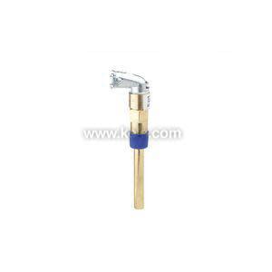 Slender brass probe with blue ring and angled metal terminal head.